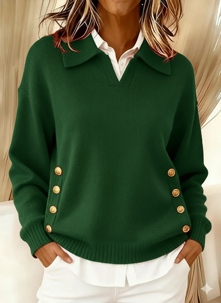 Vicenta | Pullover with Polo Collar and Buttons