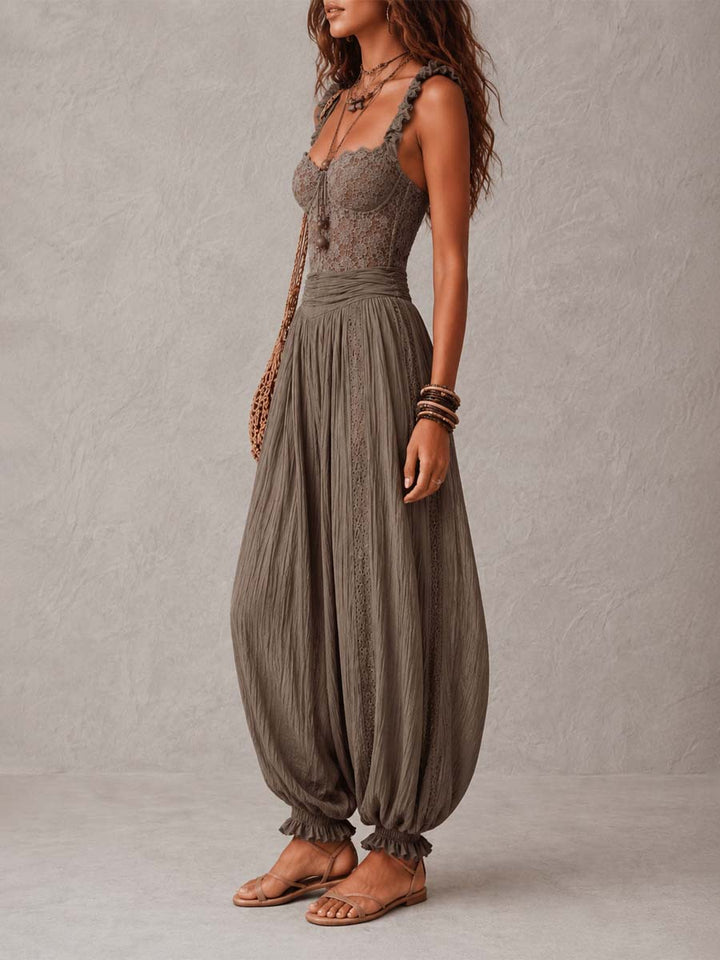 Combination Wanda — Lace Bandeau with Pleated Harem Pants