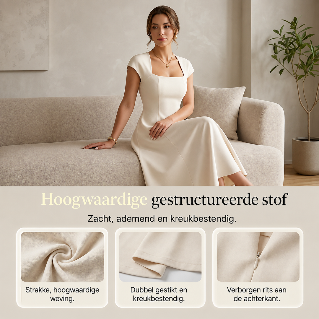 Renate™ | Classic Belly-Covering A-Line Midi Dress