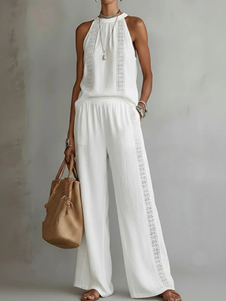 Camilla | Elegant Halter Linen Two-Piece Set
