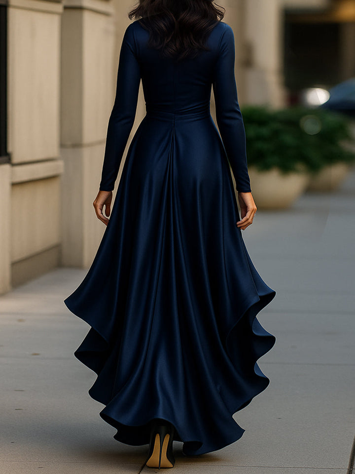 AliceLeon™ | Satin Maxi Dress with Ruffles