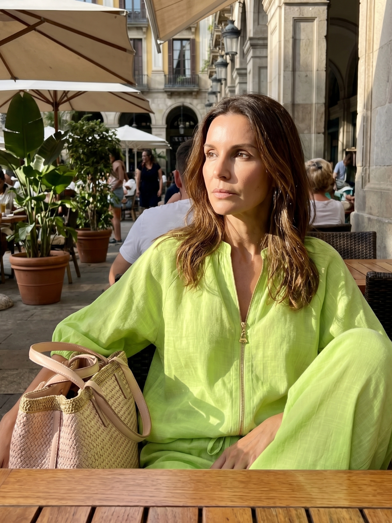 Natalia | Blouson Top with Zip and Wide Leg Pants