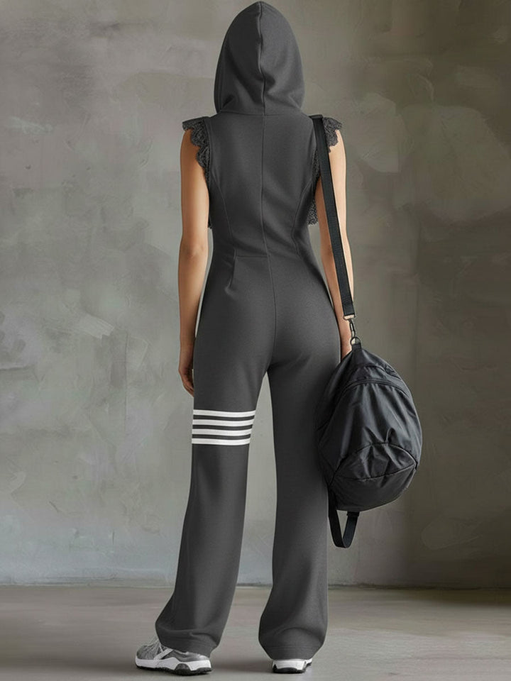 Giada Combination — Retro Sports Suit with Hood and Stripes