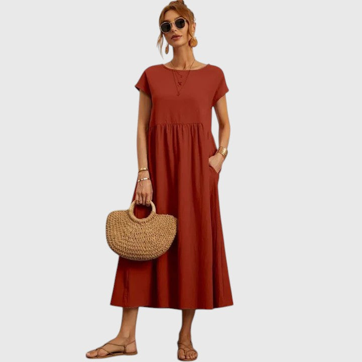 Nora™ | Short Sleeve Midi Dress
