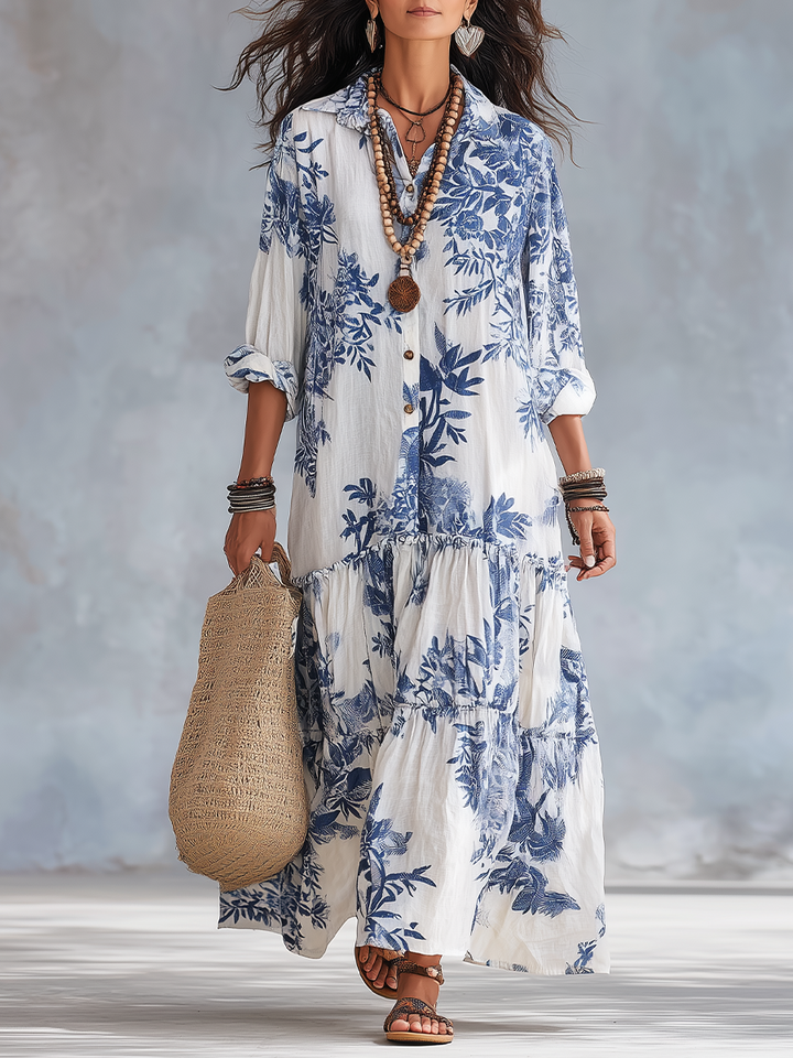 Dahlia | Blue Floral Maxi Dress