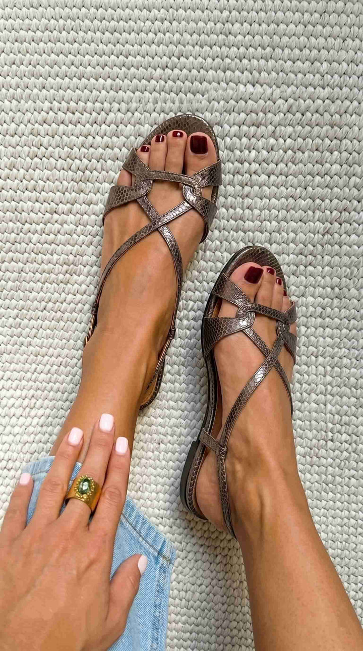 IVY | Snake Effect Slingback Sandals