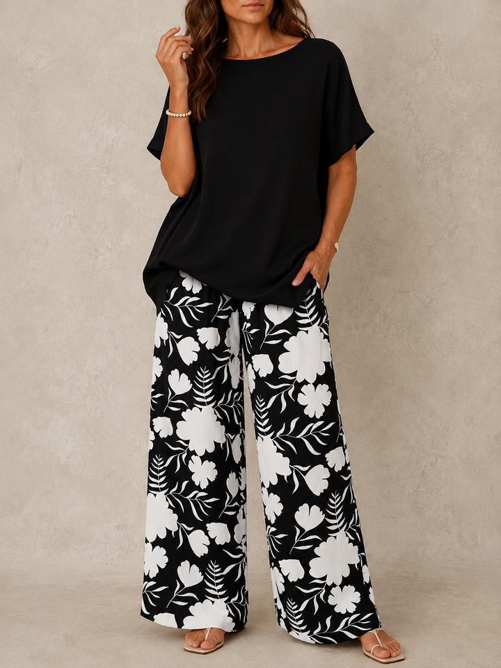 Short Sleeve Top and Trouser Two-Piece Set