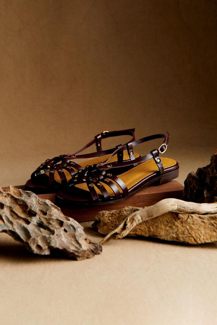 OLIVE | Studded Cut-Out Sandals