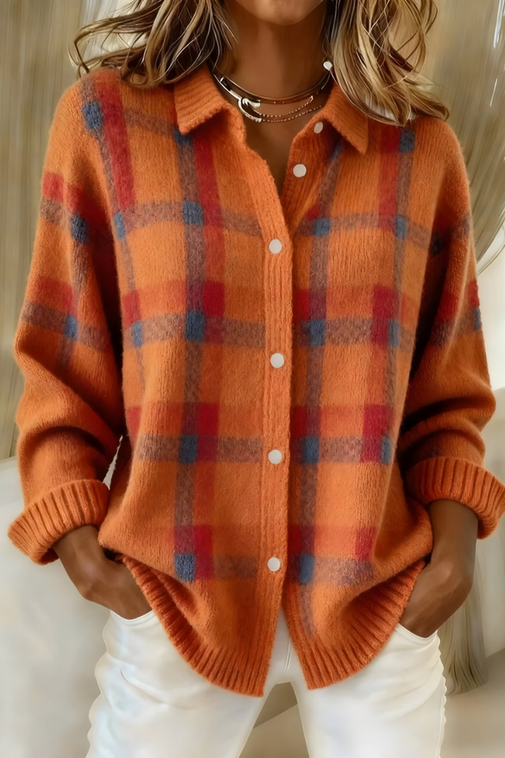 Candela | Checked Knit Cardigan