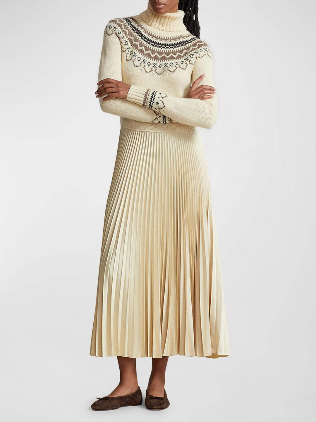 Women's Turtleneck Sweater with Fair Isle Pattern