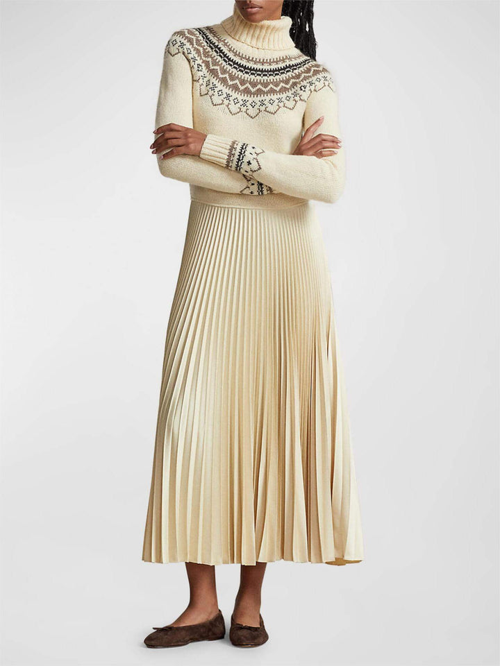 Women's Turtleneck Sweater with Fair Isle Pattern