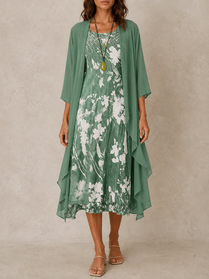 Floral Print Two-Piece Top and Skirt Set