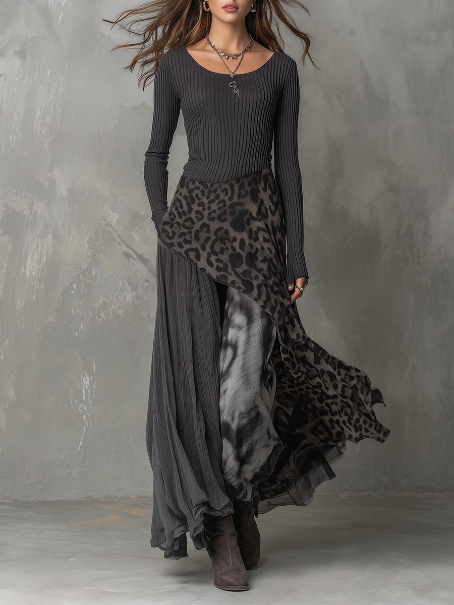 Martina | Long Dress with Leopard Pattern