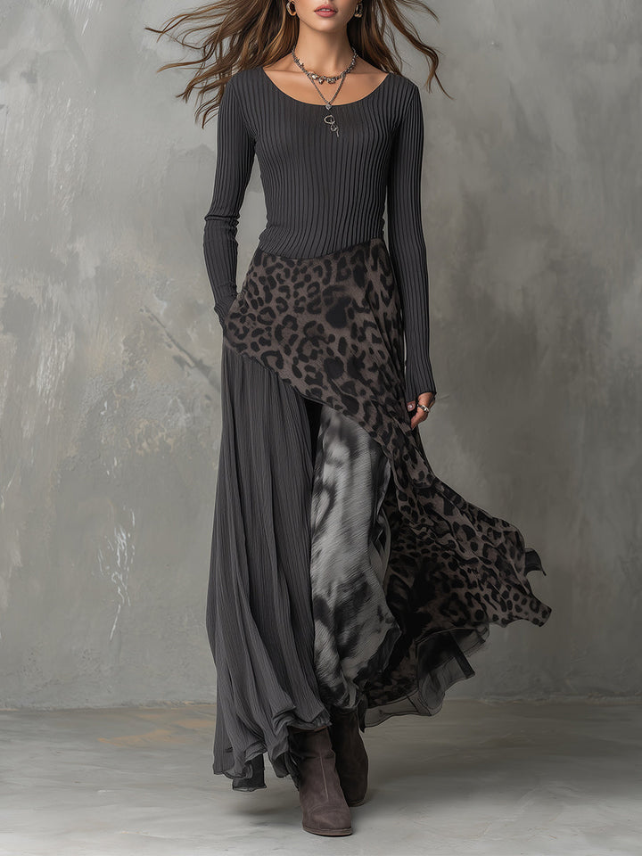 Martina | Long Dress with Leopard Pattern