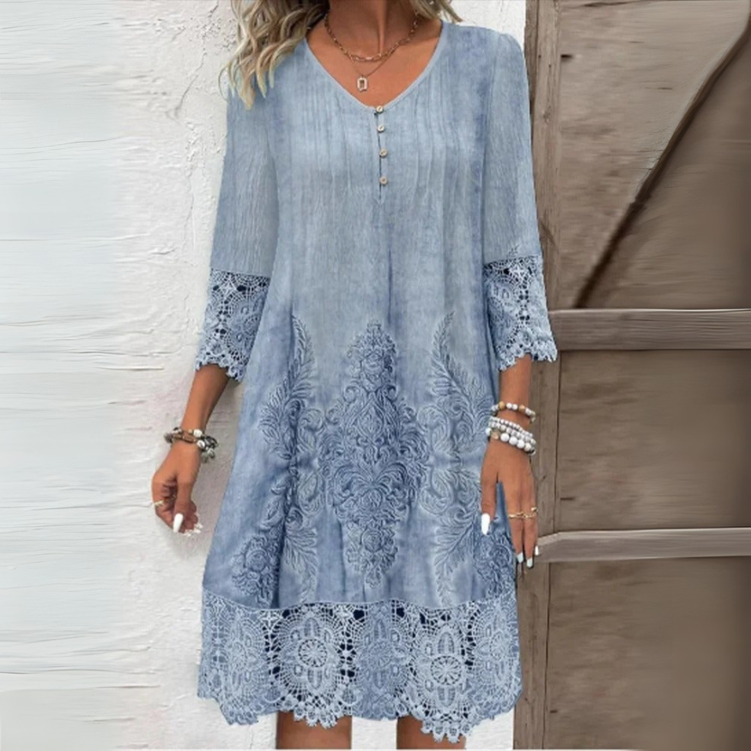 Alvinea™ | Lace-Trim A-Line Dress