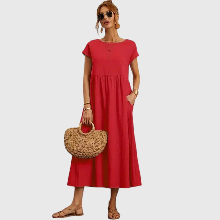 Nora™ | Short Sleeve Midi Dress