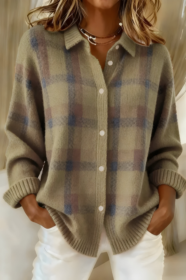 Candela | Checked Knit Cardigan