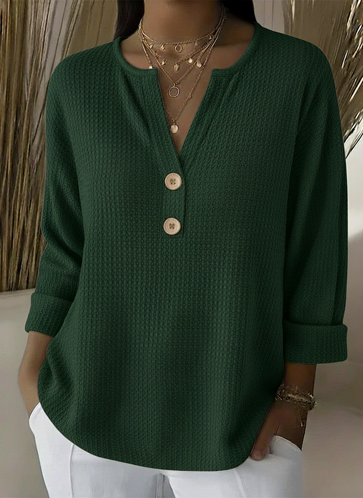 Lucía | Henley T-Shirt with Embossed Texture and Buttons