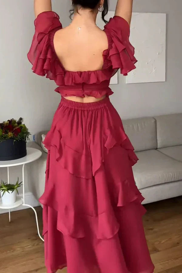 ISABELLA – ROMANTIC CASCADE RUFFLE DRESS