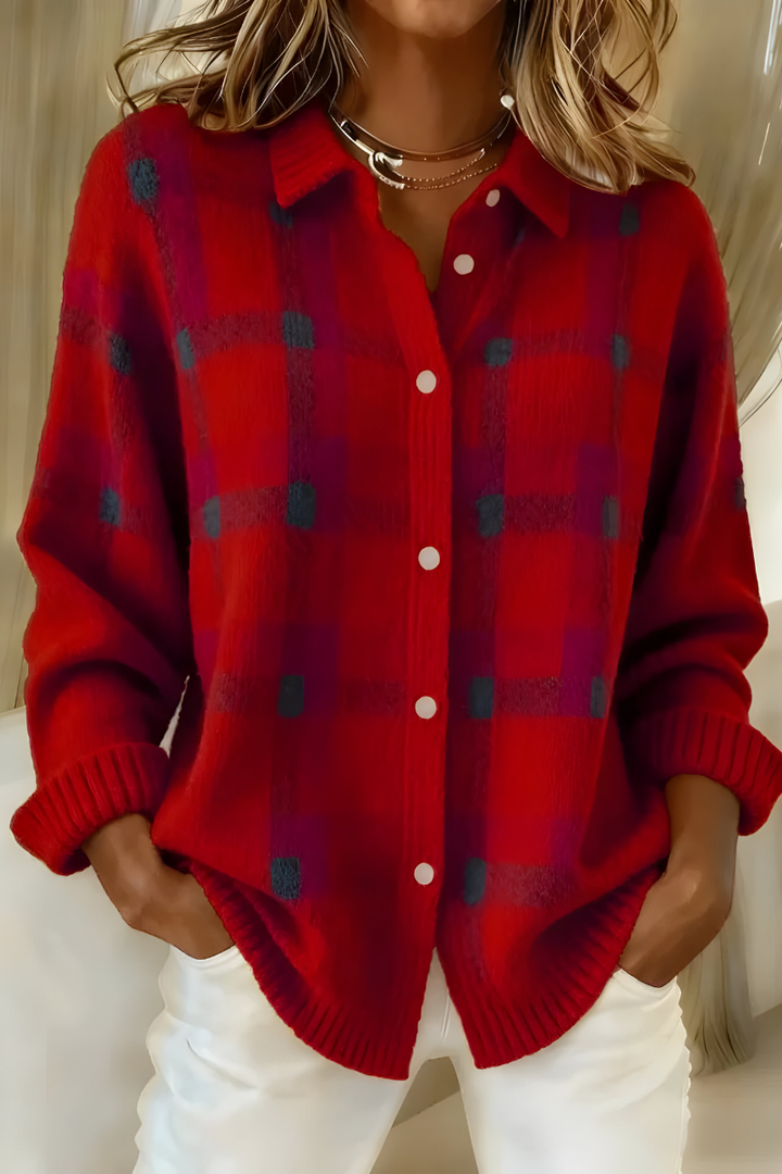 Candela | Checked Knit Cardigan