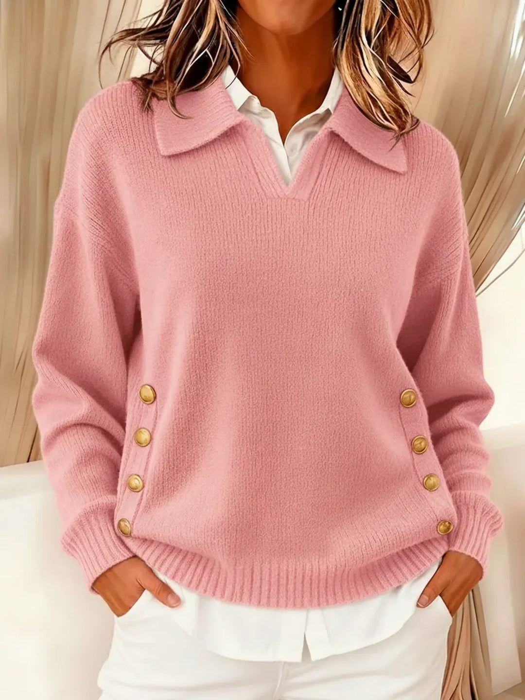 Vicenta | Pullover with Polo Collar and Buttons