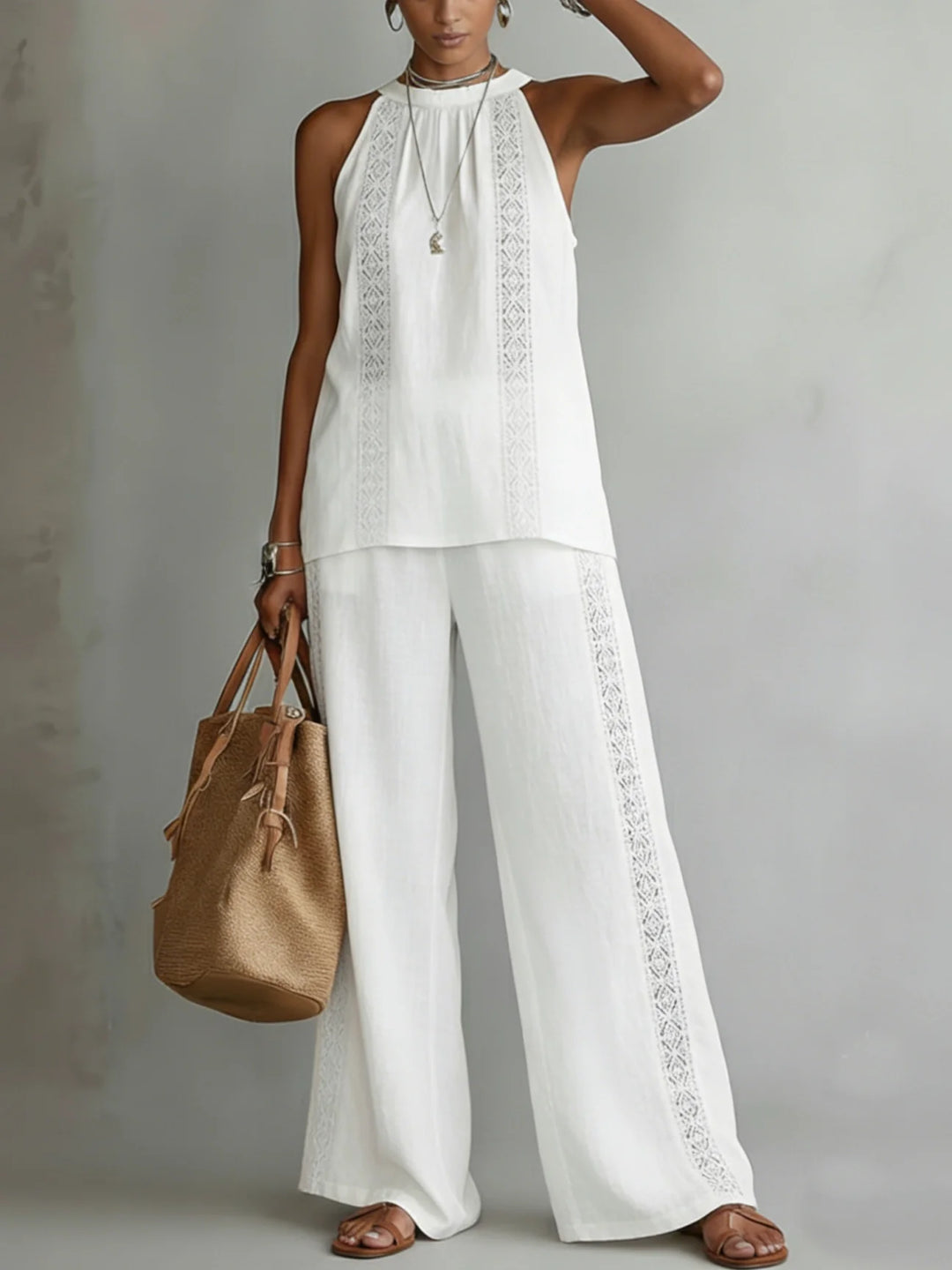 Camilla | Elegant Halter Linen Two-Piece Set