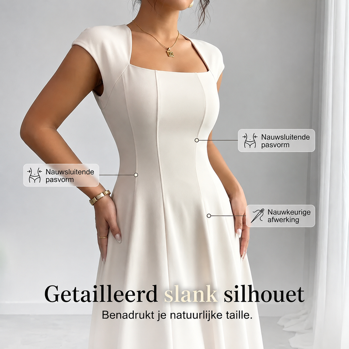 Renate™ | Classic Belly-Covering A-Line Midi Dress