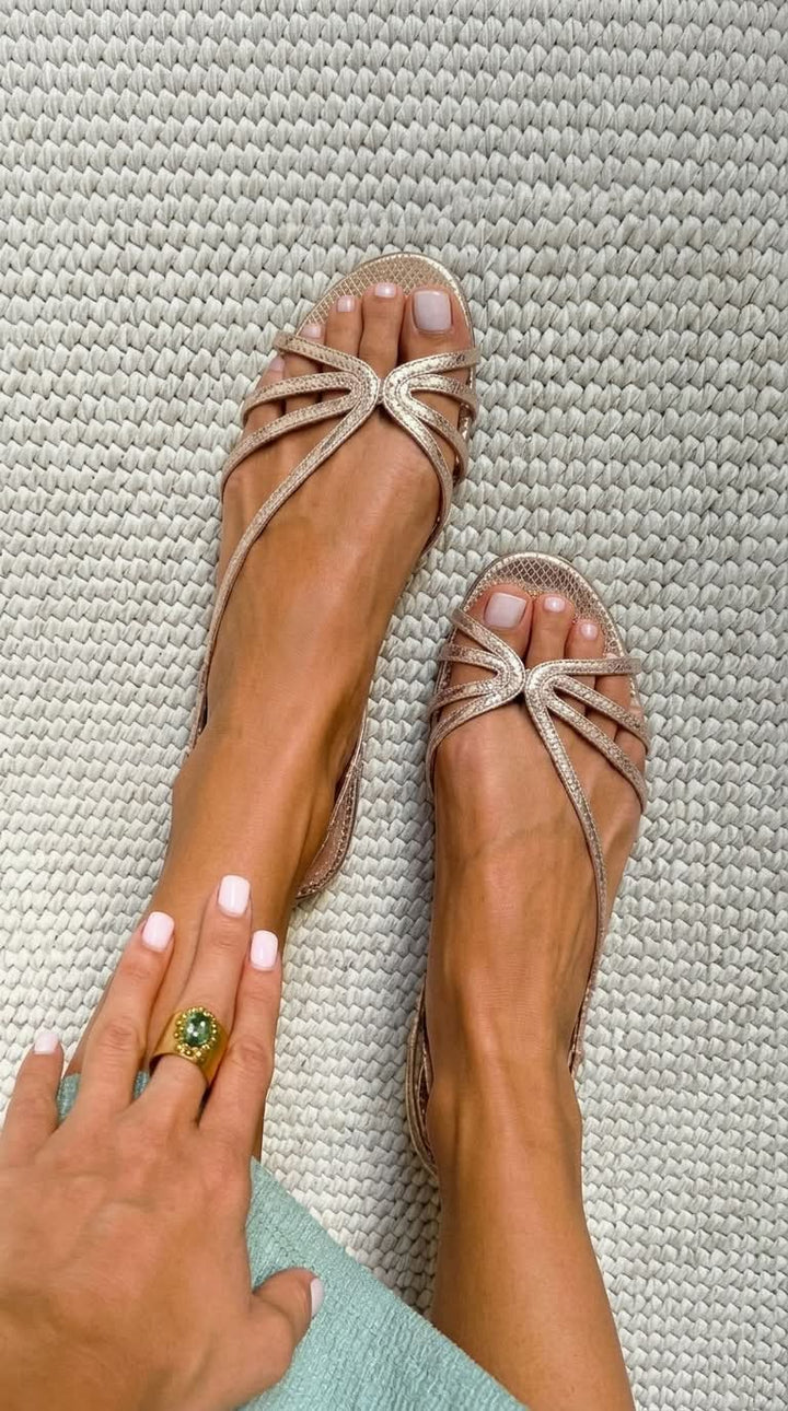 MABEL | Metallic Strap Sandals