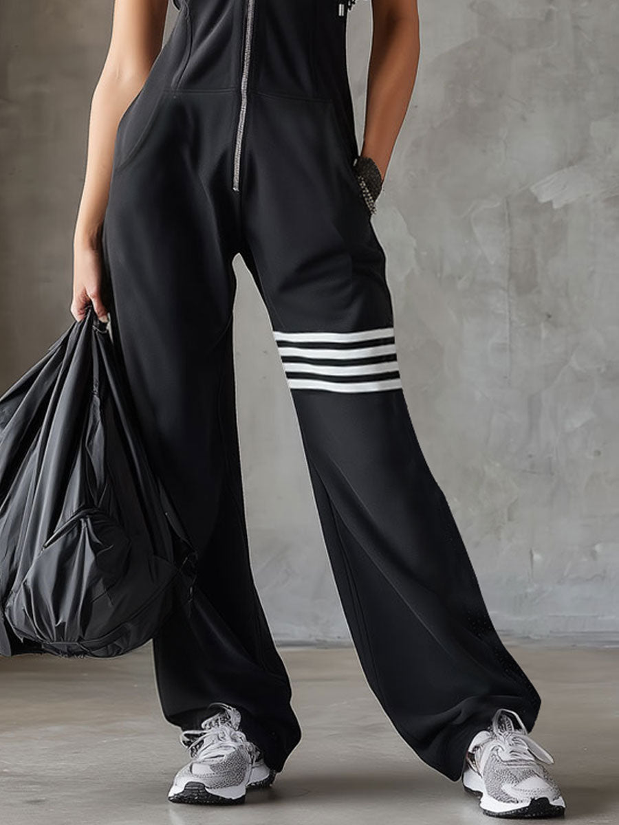 Giada Combination — Retro Sports Suit with Hood and Stripes