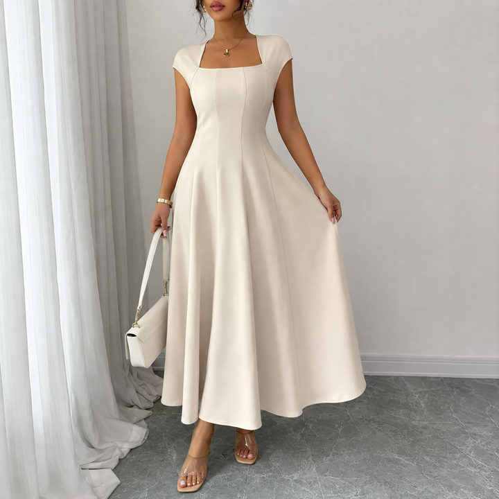 Renate™ | Classic Belly-Covering A-Line Midi Dress