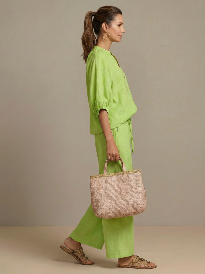 Natalia | Blouson Top with Zip and Wide Leg Pants