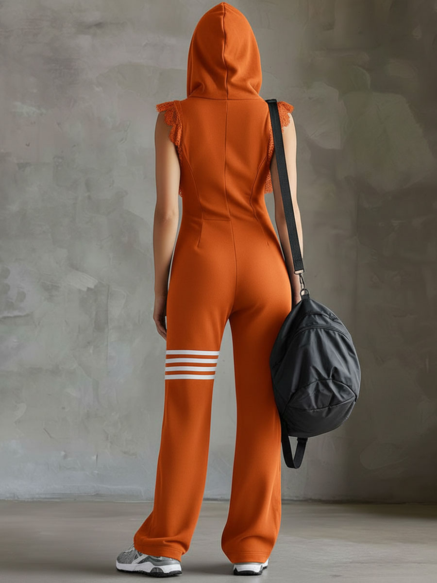 Giada Combination — Retro Sports Suit with Hood and Stripes