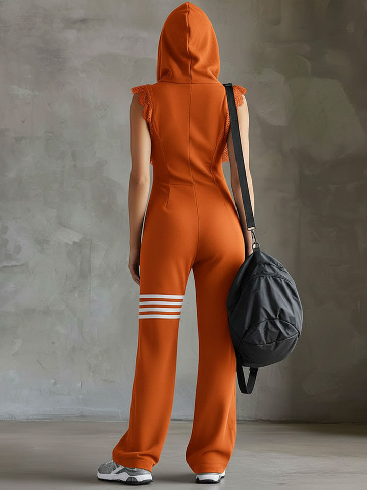 Giada Combination — Retro Sports Suit with Hood and Stripes