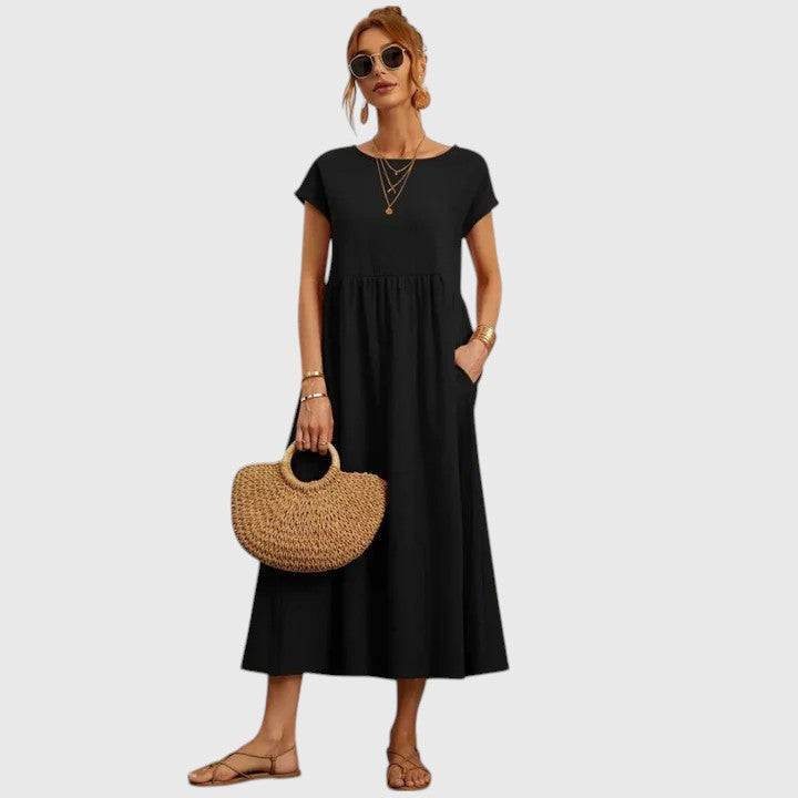 Nora™ | Short Sleeve Midi Dress