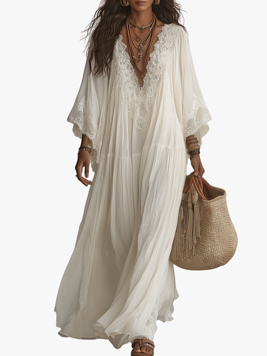 MOREAU LYON | MAXI DRESS WITH LACE FOR WOMEN