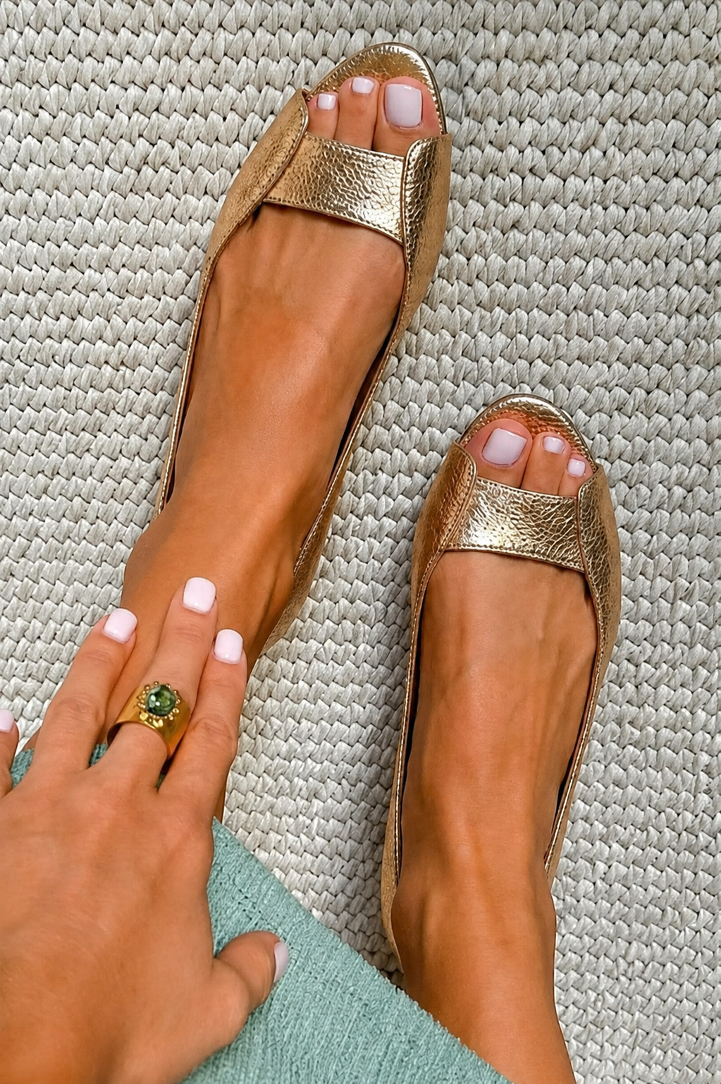 MARGOT | Metallic Open Toe Flats