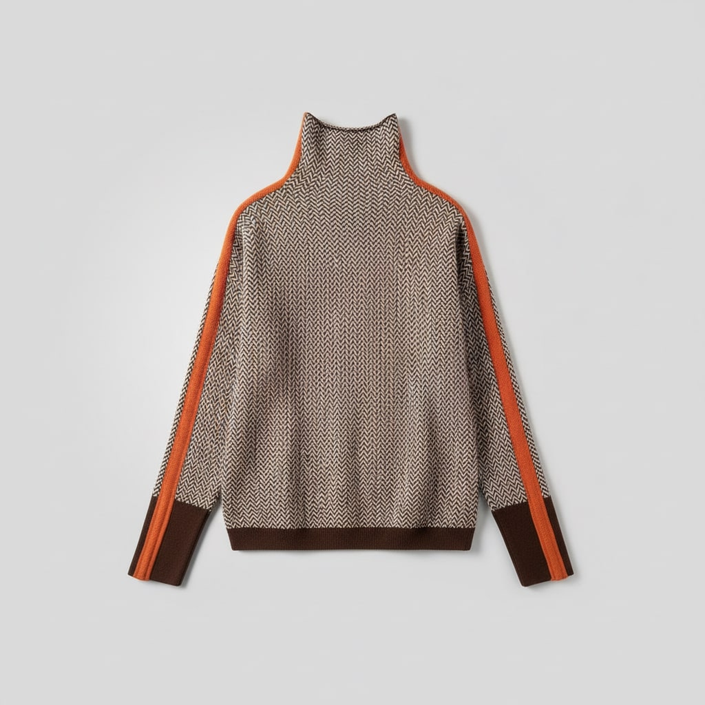 Elara | Turtleneck Sweater with Contrasting Stripes
