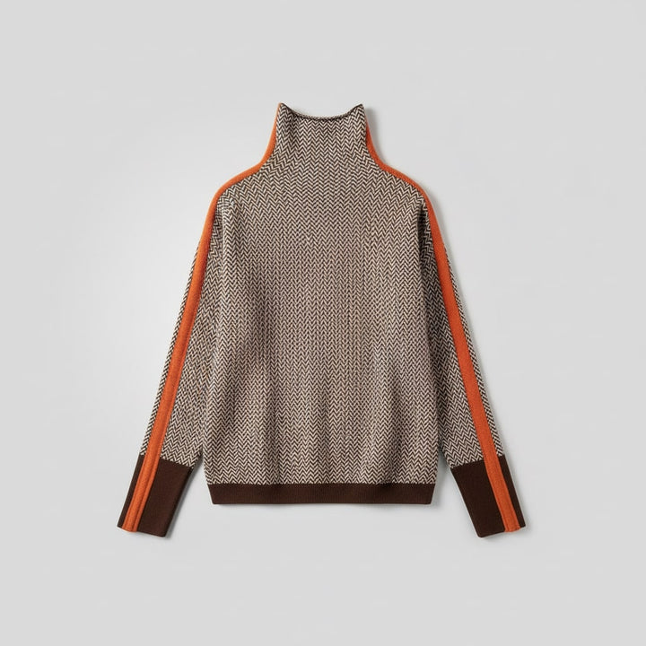 Elara | Turtleneck Sweater with Contrasting Stripes