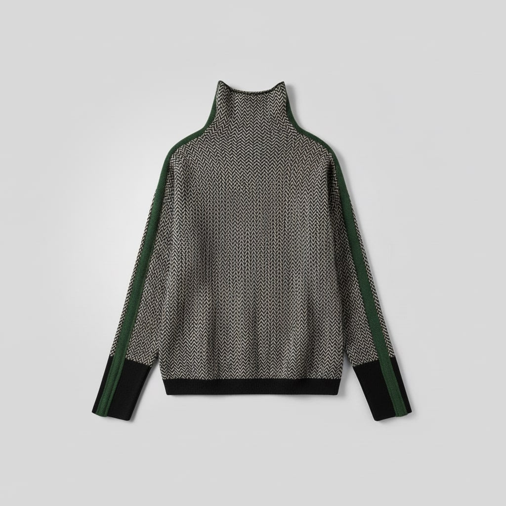 Elara | Turtleneck Sweater with Contrasting Stripes