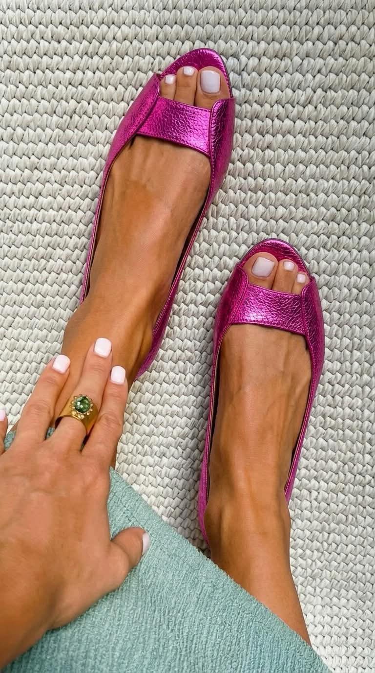 MARGOT | Metallic Open Toe Flats