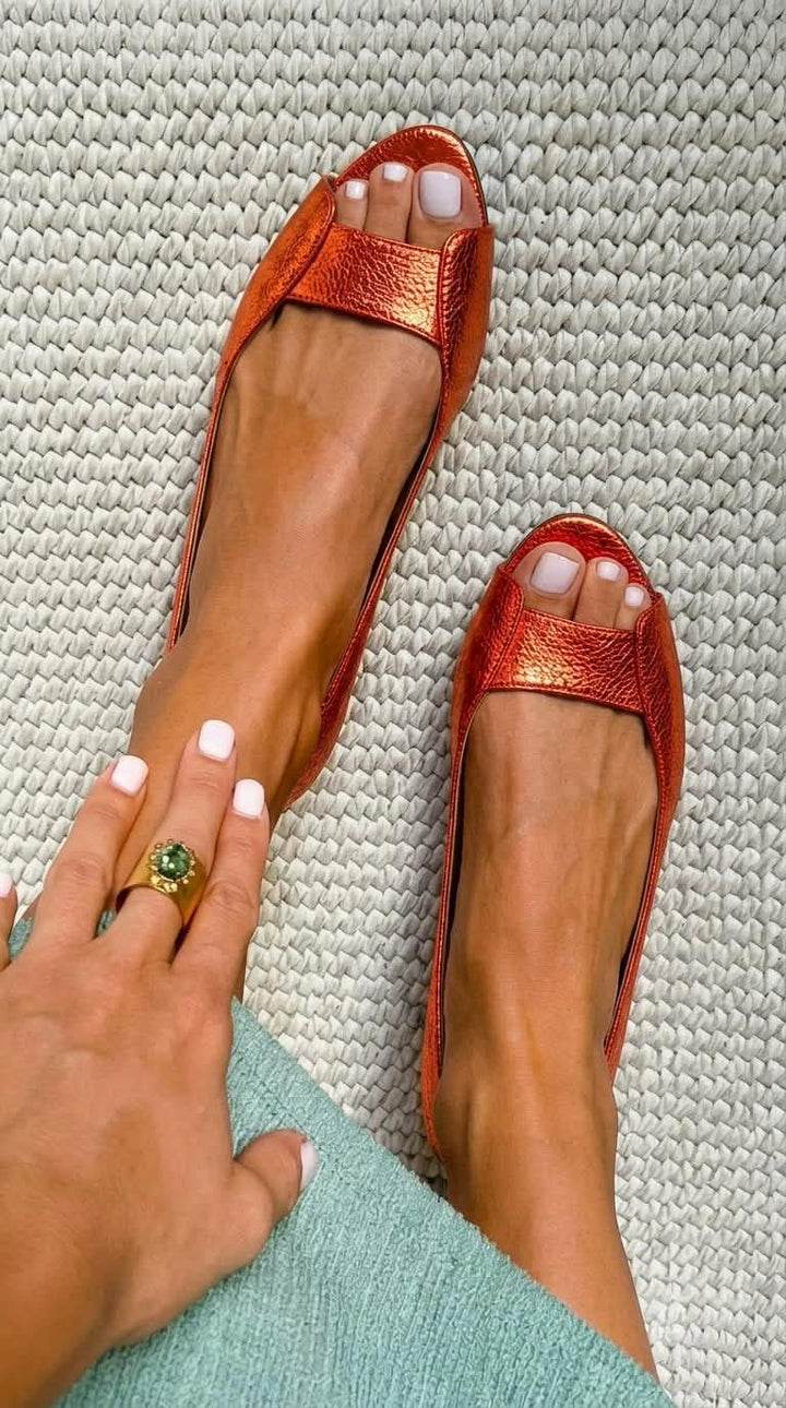 MARGOT | Metallic Open Toe Flats