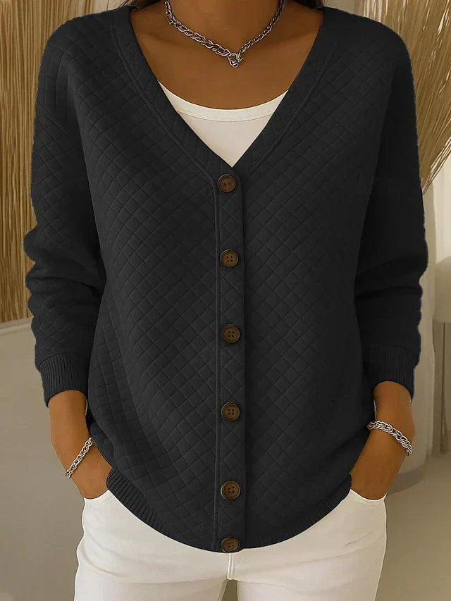 Leonor | Quilted Knit Cardigan with Buttons