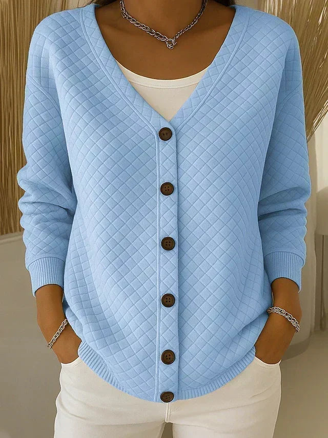 Leonor | Quilted Knit Cardigan with Buttons