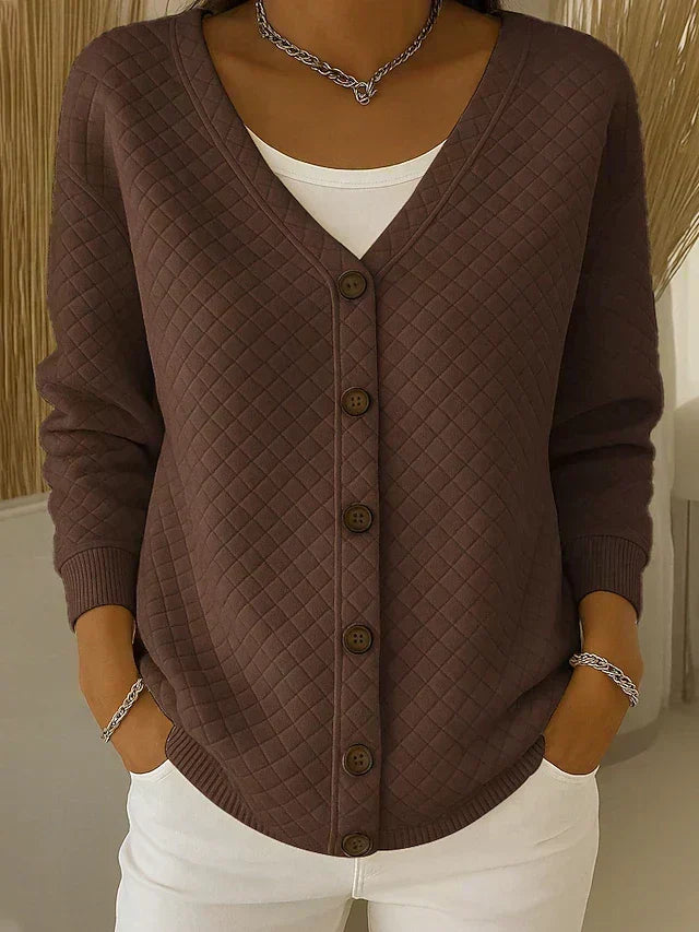 Leonor | Quilted Knit Cardigan with Buttons