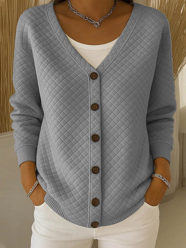 Leonor | Quilted Knit Cardigan with Buttons