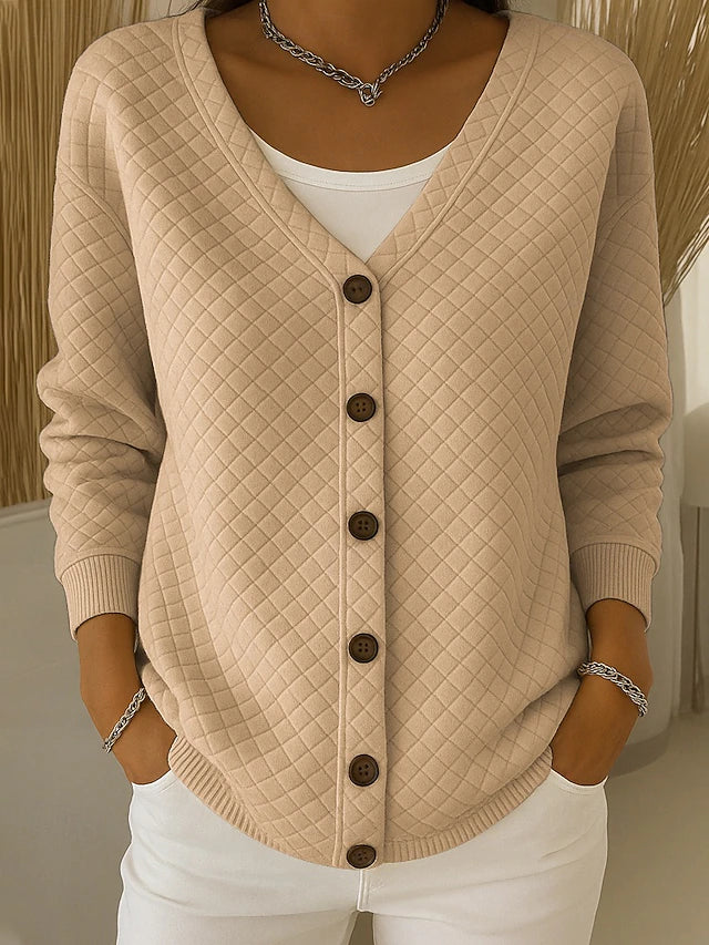 Leonor | Quilted Knit Cardigan with Buttons