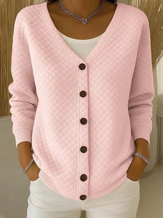 Leonor | Quilted Knit Cardigan with Buttons