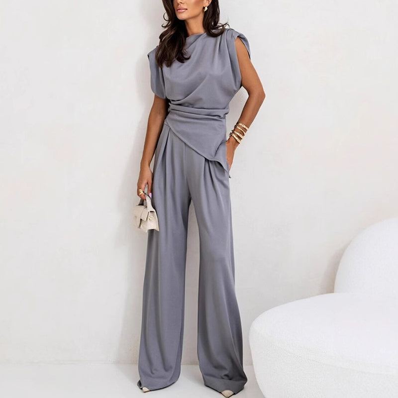 Knit Top and Wide Trouser Two-Piece Set