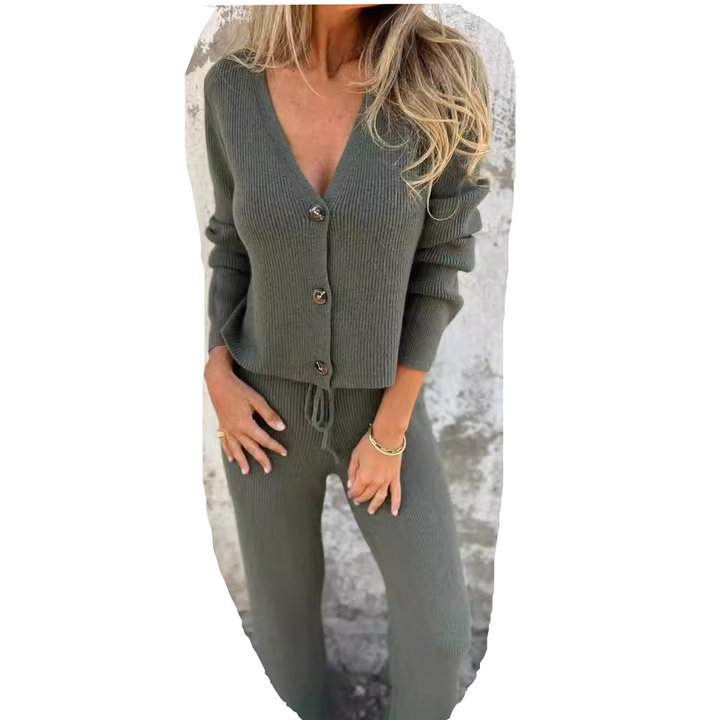 Leona - Premium Cardigan and Wide Leg Trouser Two-Piece Set