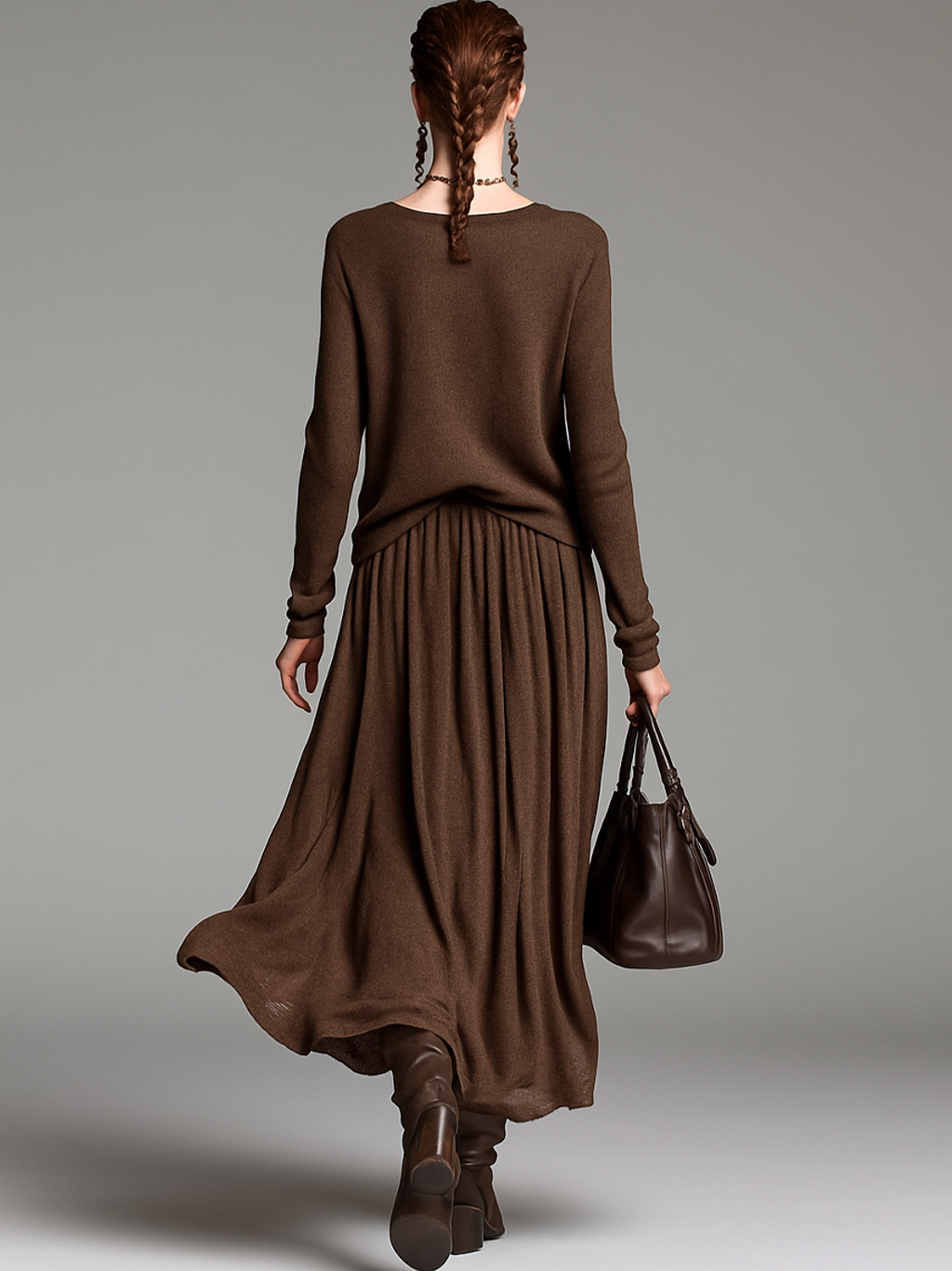 AliceLeon™ | Set of Skirt and Crew Neck Pullover